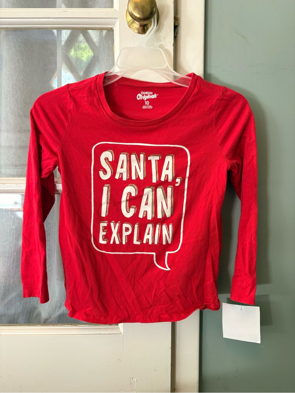 OshKosh B'gosh Red Long-Sleeve 'Santa, I Can Explain' Graphic Tee